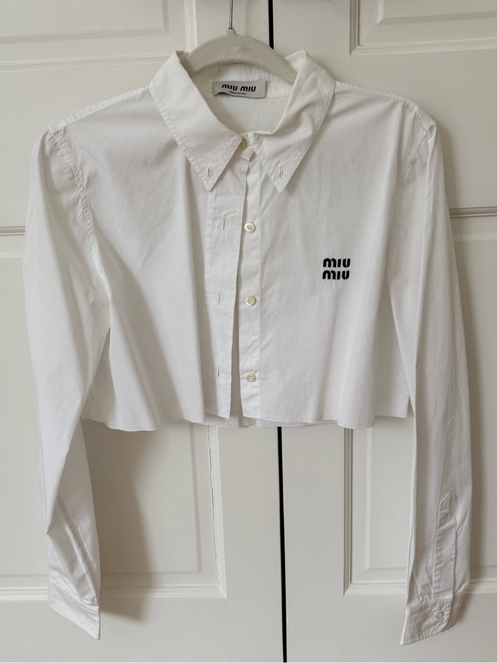 Miu Miu White Cropped Button Down Size 42